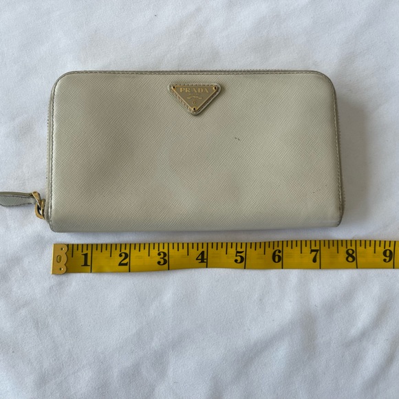PRADA Authentic Saffiano Gold Leather Zipper Around Wallet - Picture 16 of 16